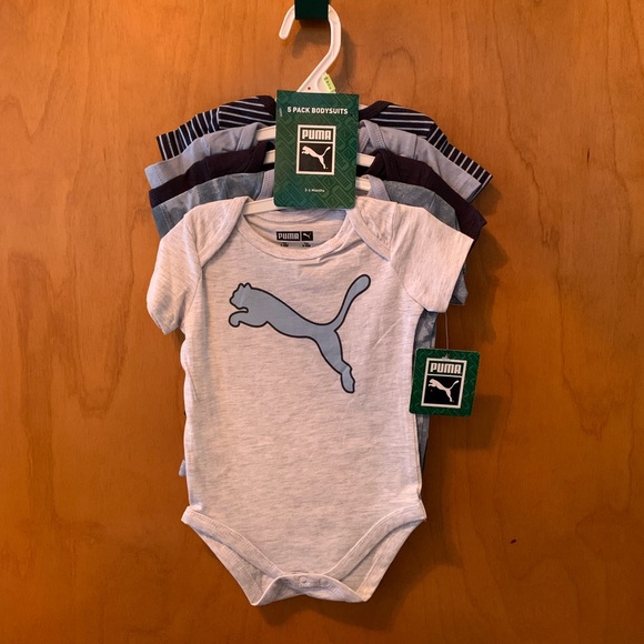 🎉HP🎉 New Puma Set of 5 Baby Onesies 3-6 Months - Picture 1 of 11
